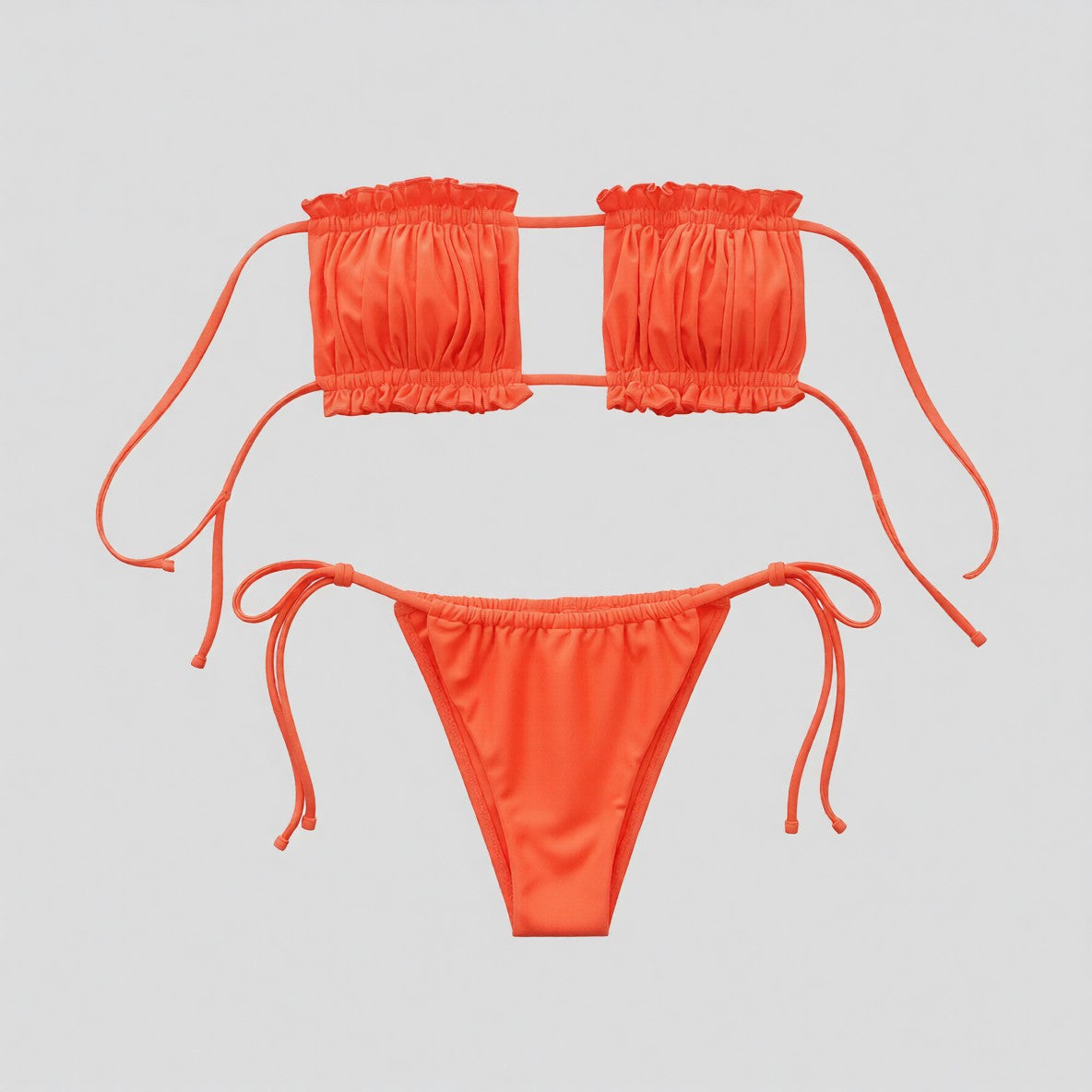 Frill Trim Ruched Bikini Set