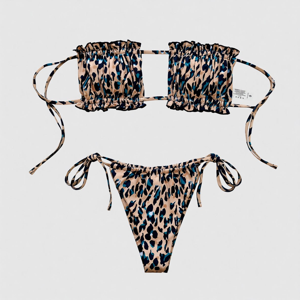 Frill Trim Ruched Bikini Set