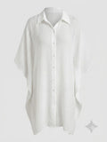 Relaxed Fit Button Up Cover-Up Dress