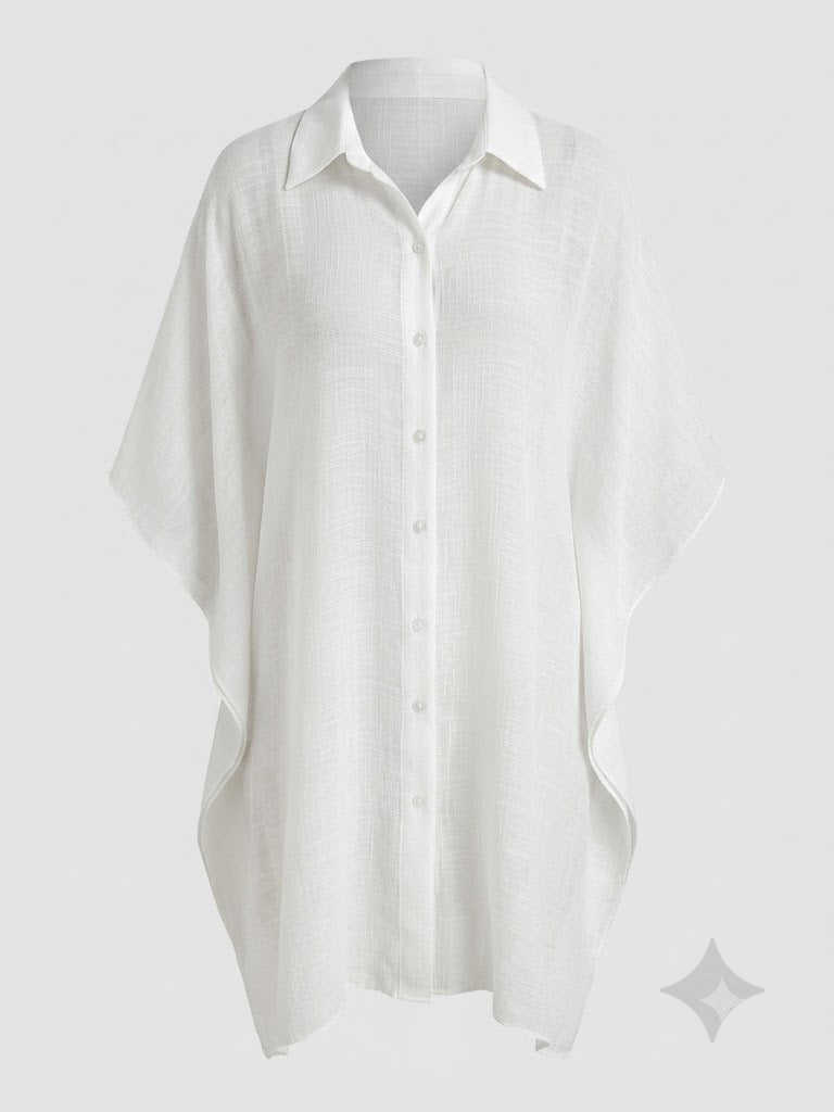 Relaxed Fit Button Up Cover-Up Dress