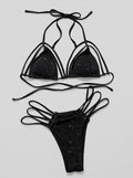 Glitter Halter Neck Strappy Two-Piece Bikini Set