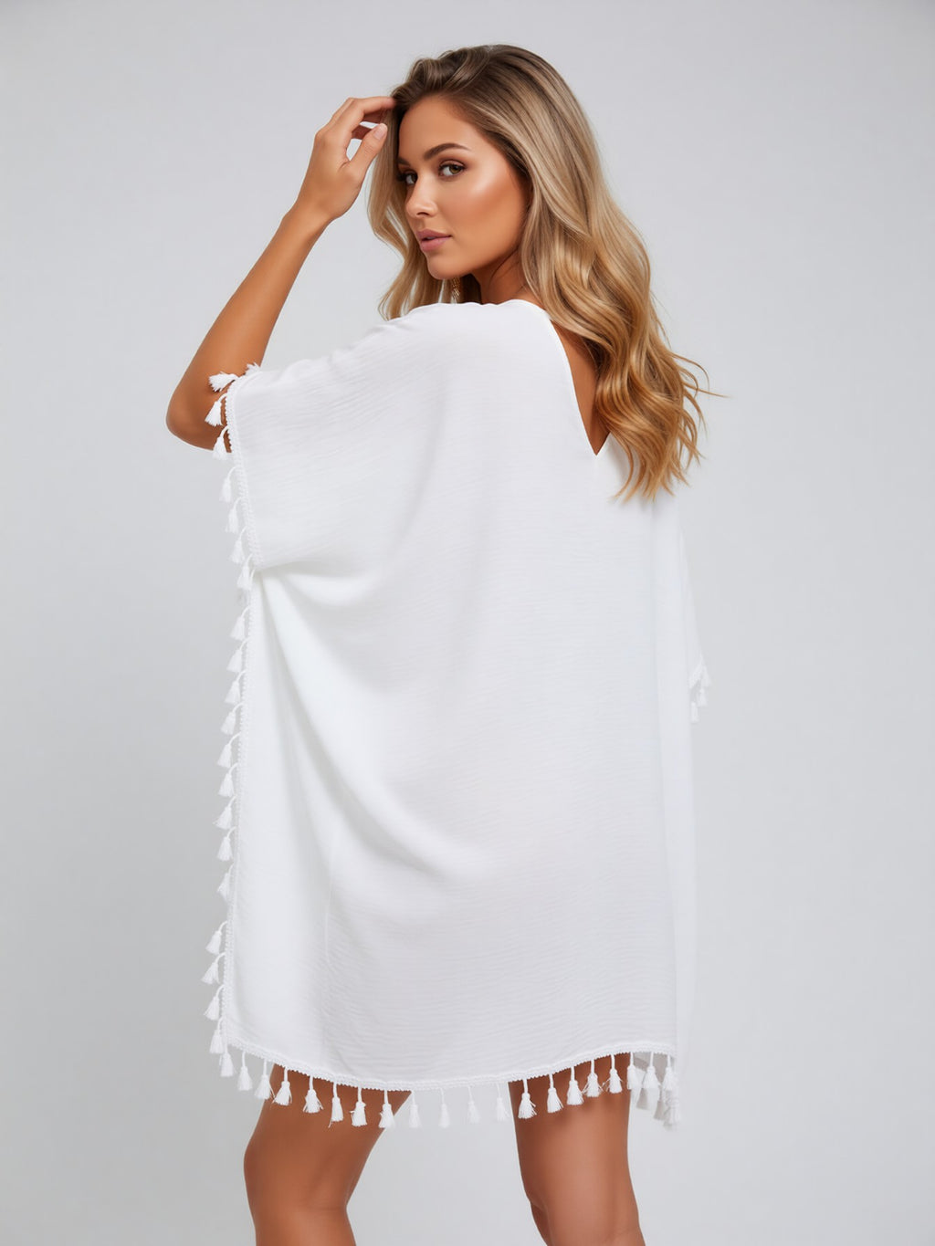 Crochet Trim Tassel Cover-Up Dress