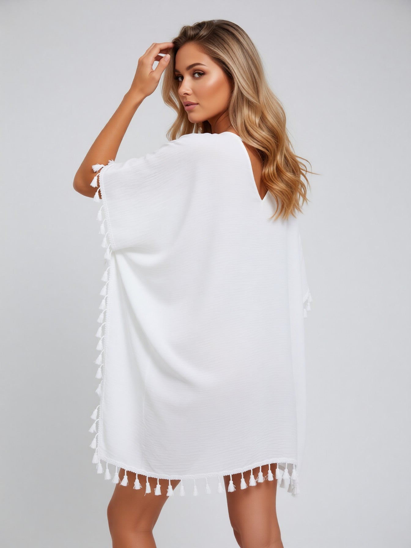 Crochet Trim Tassel Cover-Up Dress