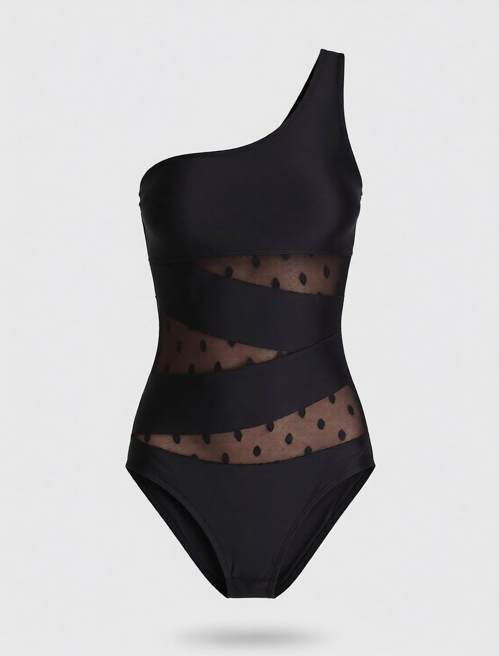 One Shoulder Polka Dot One-Piece Swimwear