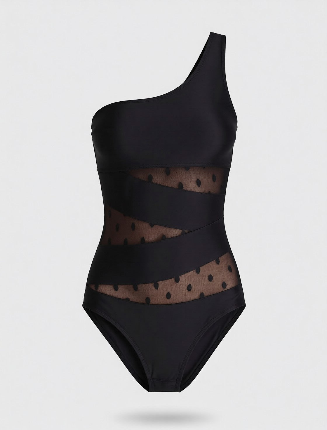 One Shoulder Polka Dot One-Piece Swimwear