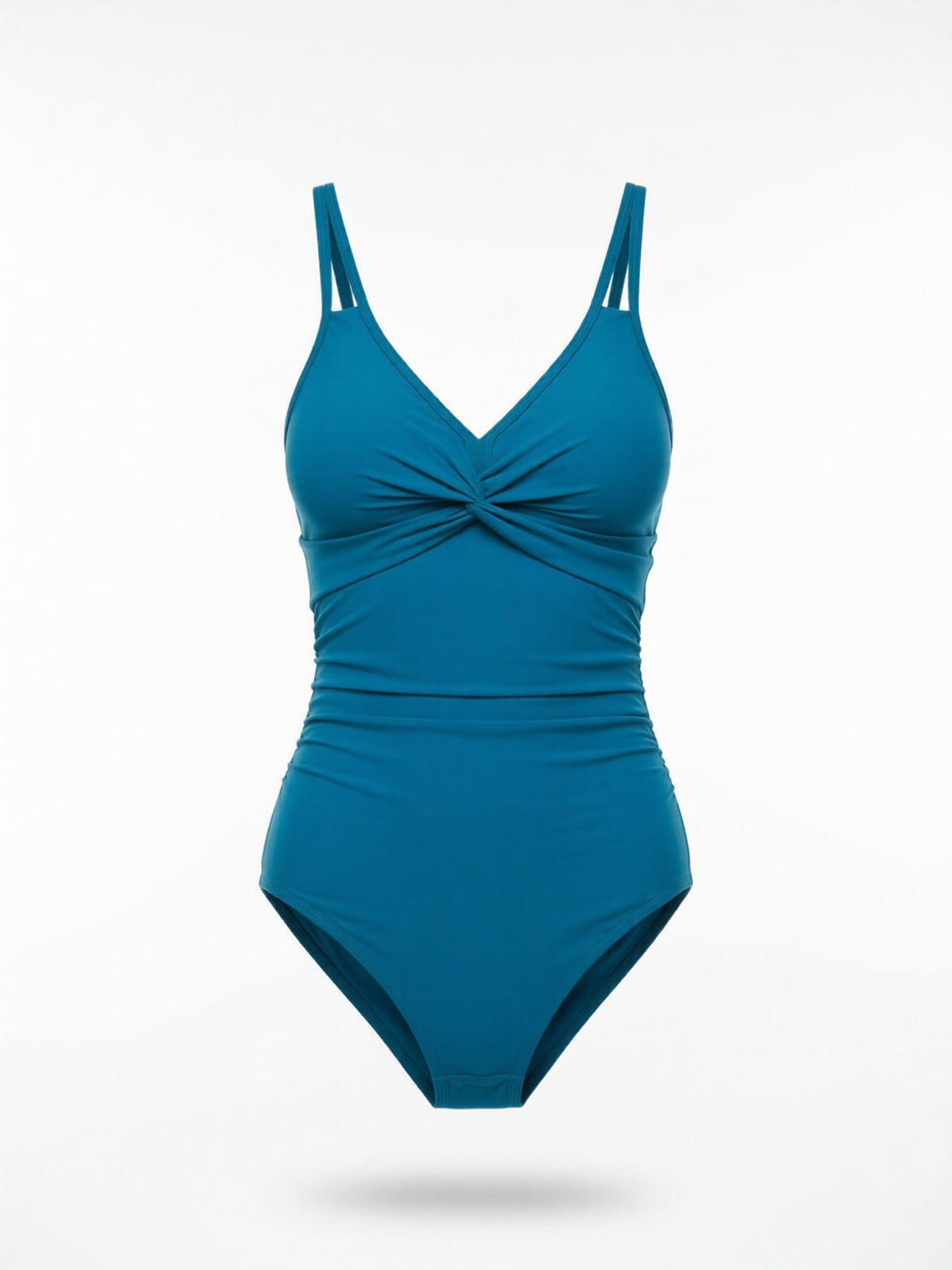 Twisted Front V-Neck One-Piece Swimsuit
