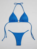 Halter Neck Crisscross Ribbed Bikini Set