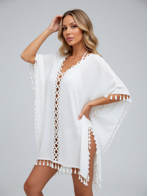 Crochet Trim Tassel Cover-Up Dress