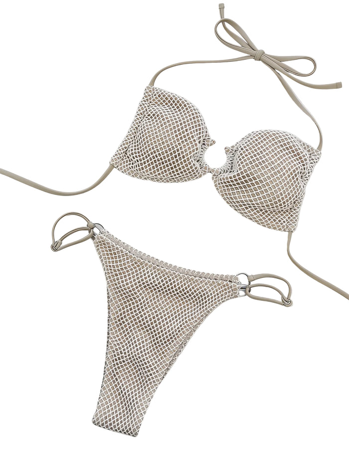 Halter Neck Fishnet Bikini Set