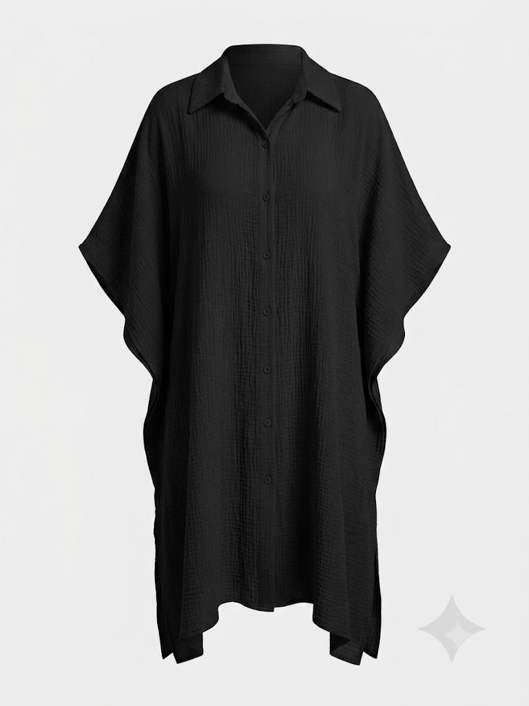 Relaxed Fit Button Up Cover-Up Dress