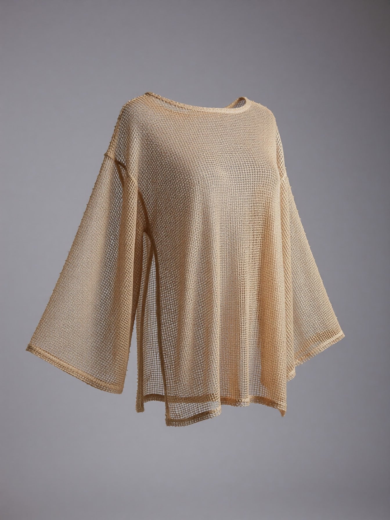 Sheer Knit Long Sleeve Cover-Up