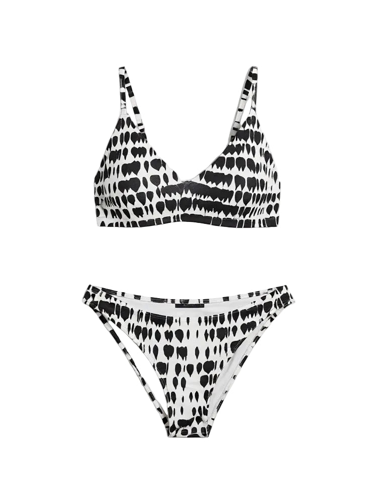 Printed Tie Back Low Waist Two-Piece Bikini Set