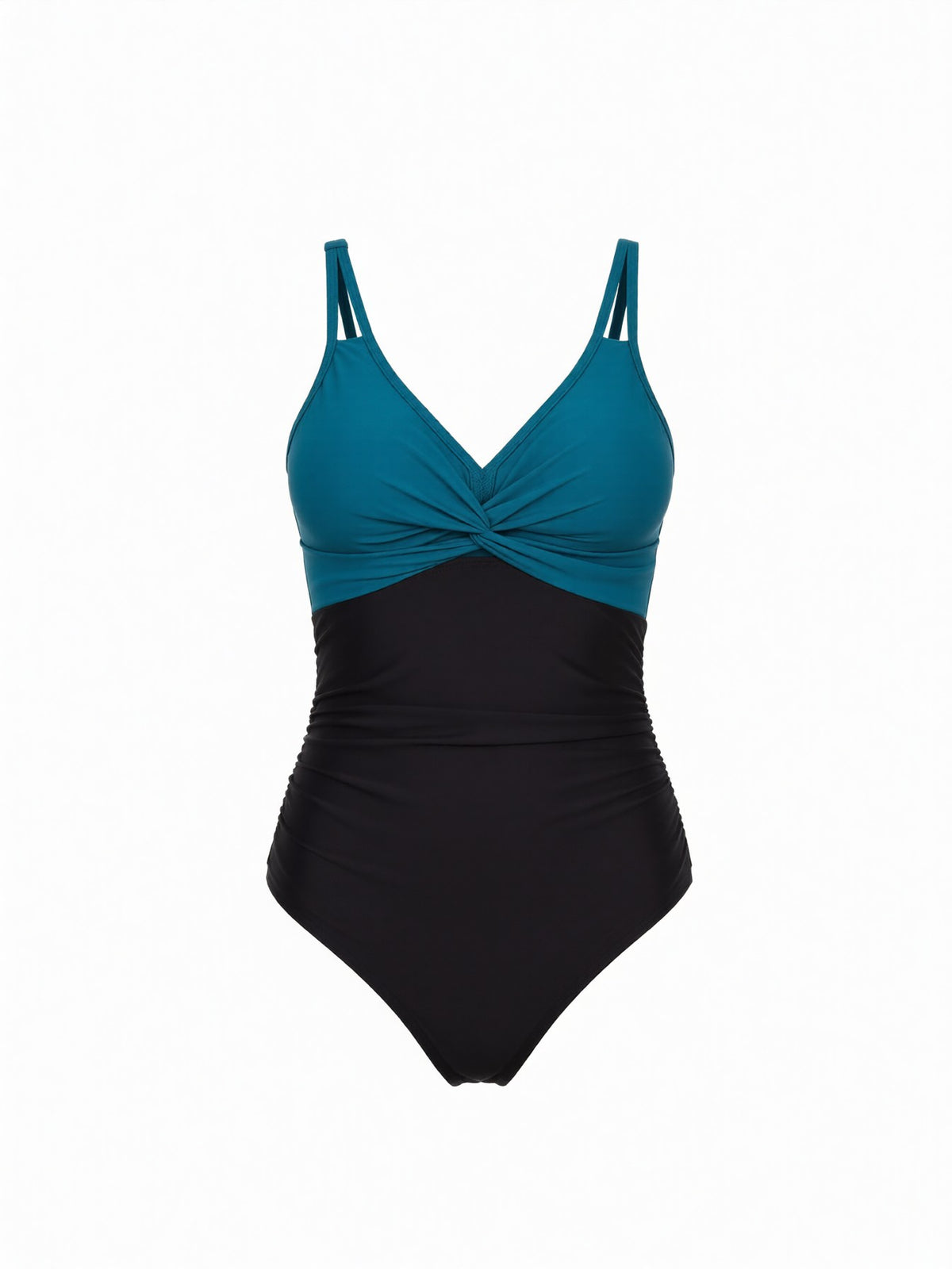Twisted Front V-Neck One-Piece Swimsuit