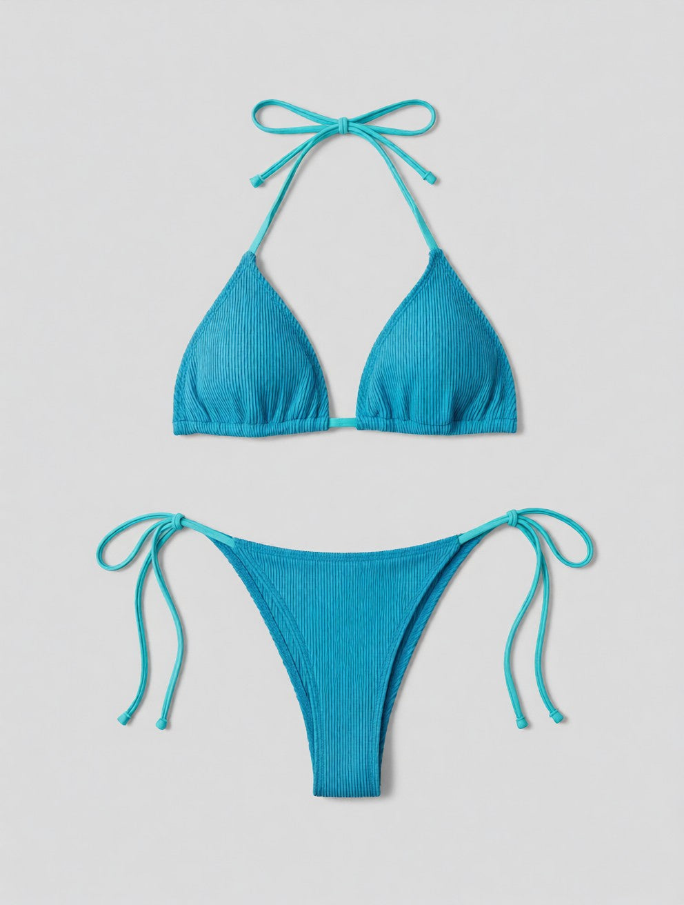 Ribbed Tie Back Bikini Set