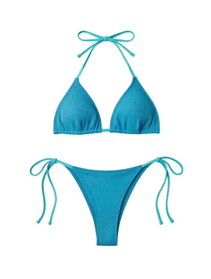 Ribbed Tie Back Bikini Set