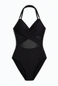 Crisscross Halter Neck One-Piece Swimwear