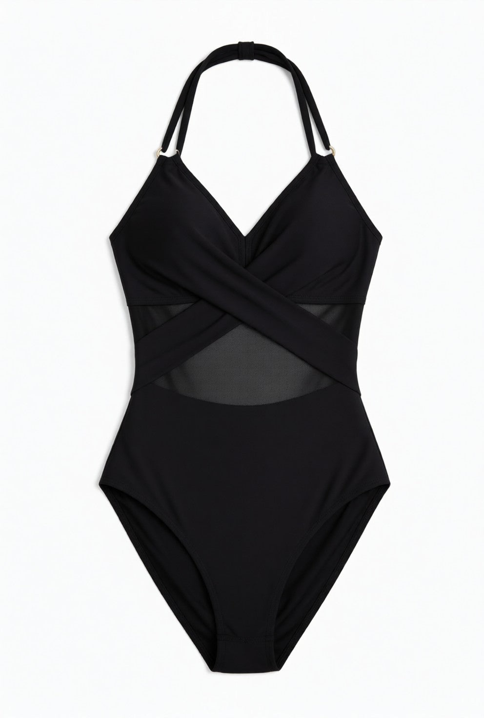Crisscross Halter Neck One-Piece Swimwear