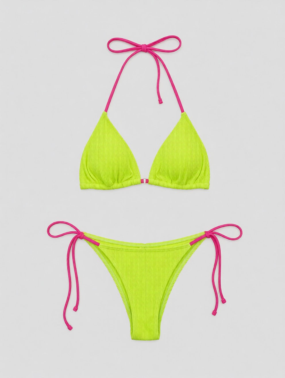 Ribbed Tie Back Bikini Set