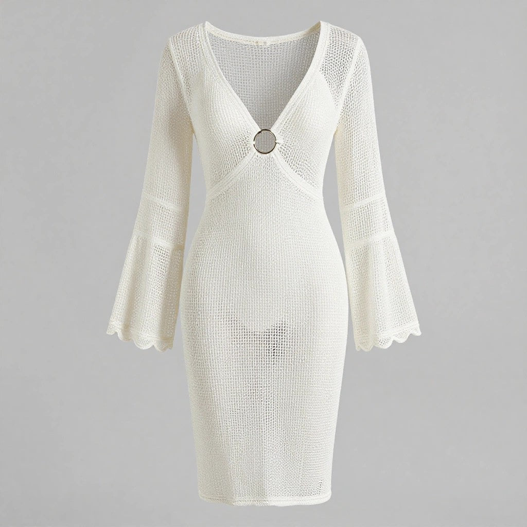 Crochet Ring Detail Cover-Up Dress
