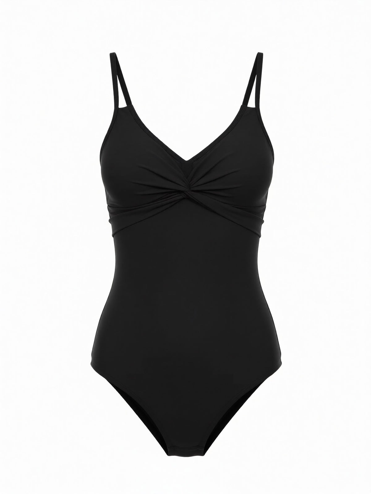 Twisted Front V-Neck One-Piece Swimsuit