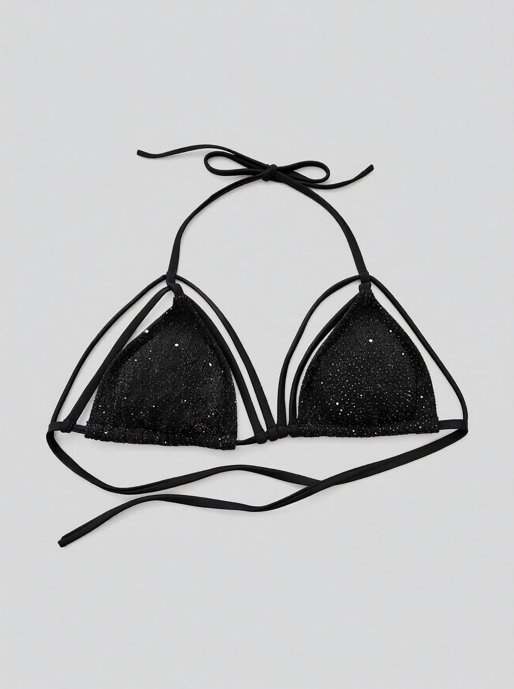 Glitter Halter Neck Strappy Two-Piece Bikini Set