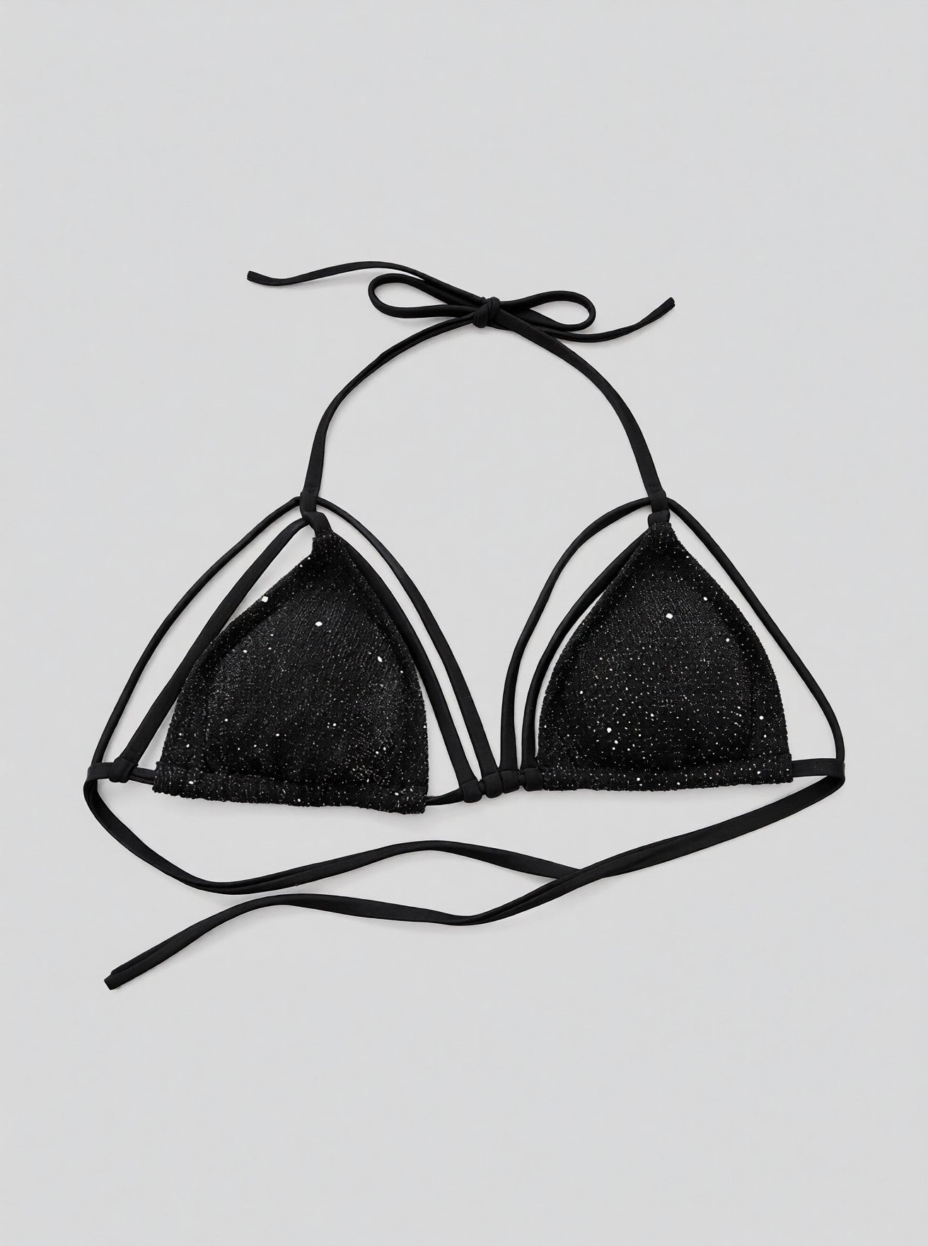 Glitter Halter Neck Strappy Two-Piece Bikini Set