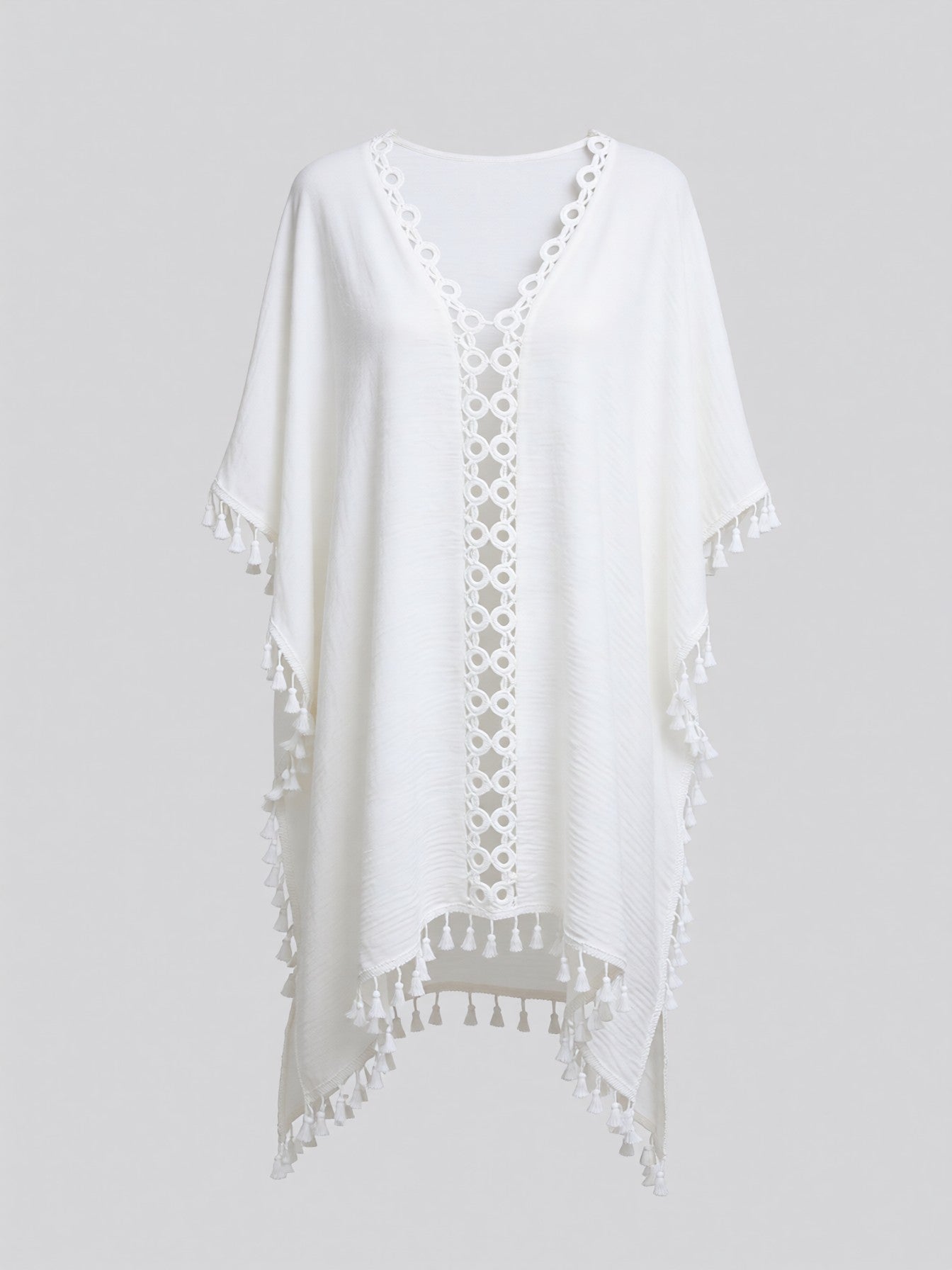 Crochet Trim Tassel Cover-Up Dress