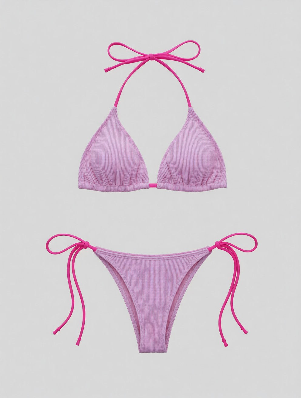 Ribbed Tie Back Bikini Set