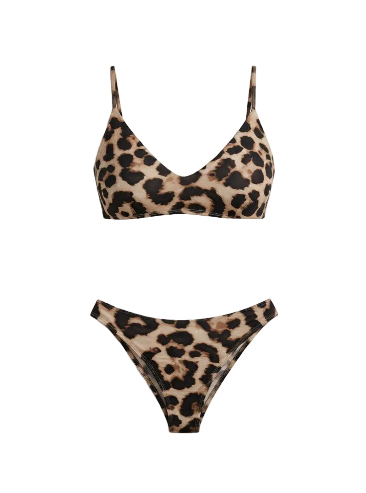 Printed Tie Back Low Waist Two-Piece Bikini Set