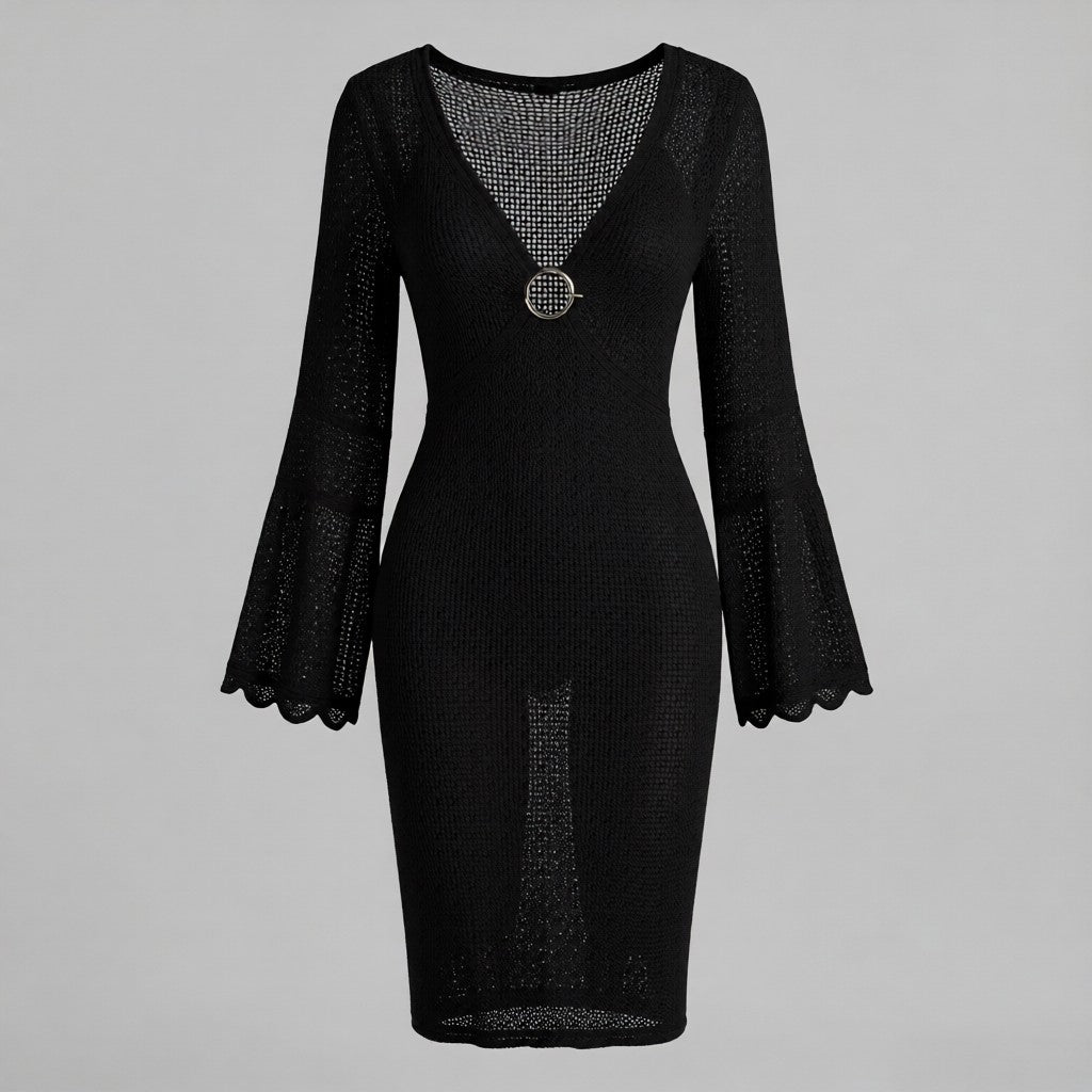Crochet Ring Detail Cover-Up Dress