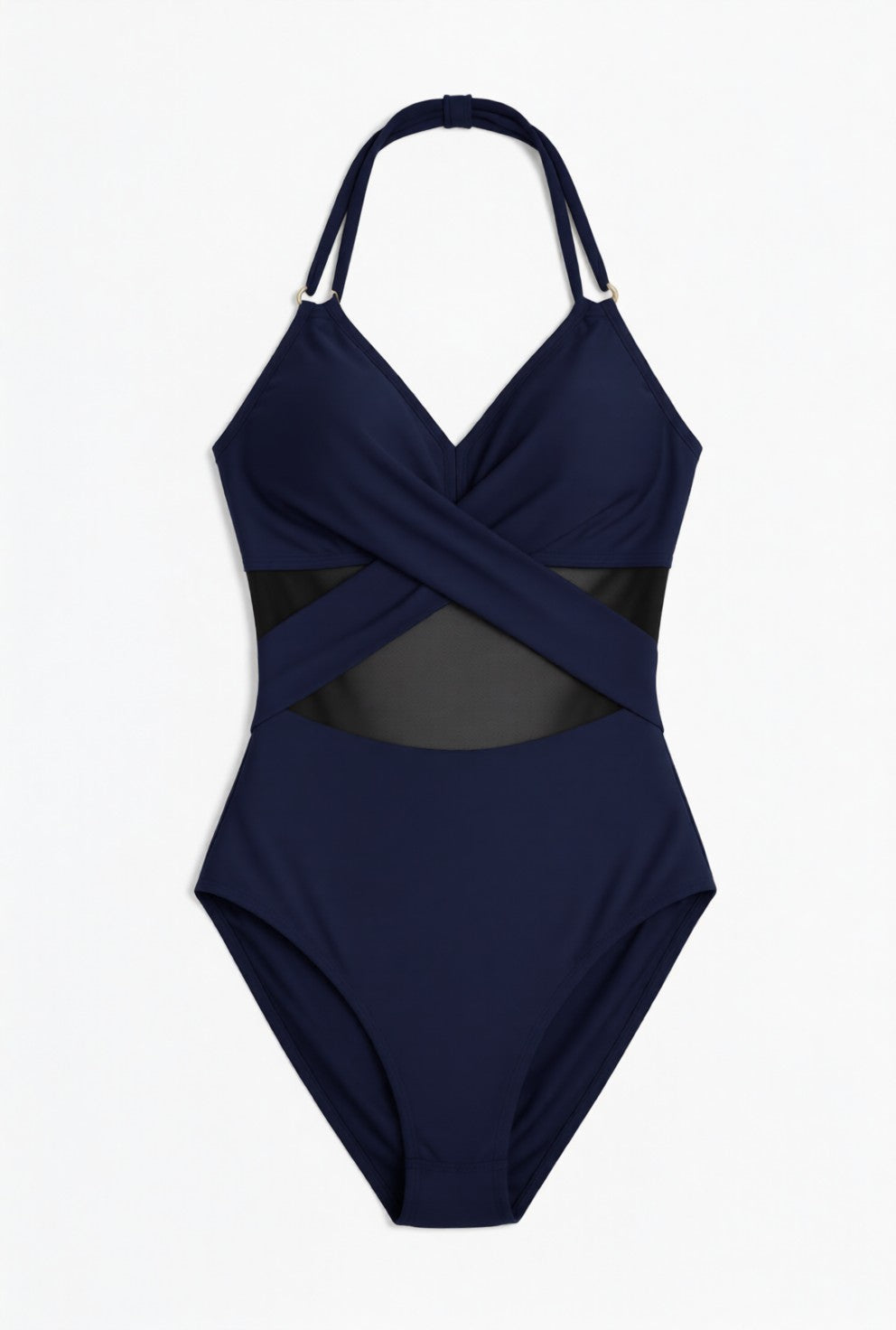 Crisscross Halter Neck One-Piece Swimwear