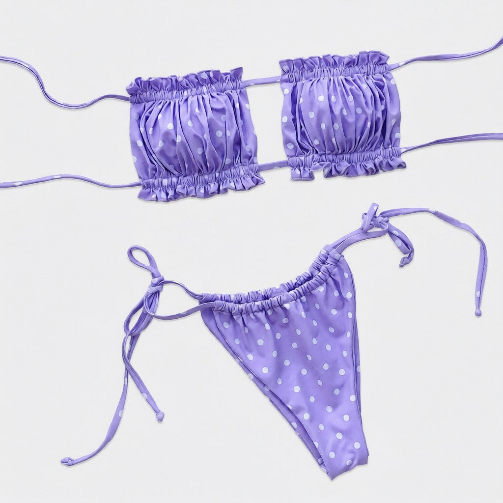 Frill Trim Ruched Bikini Set