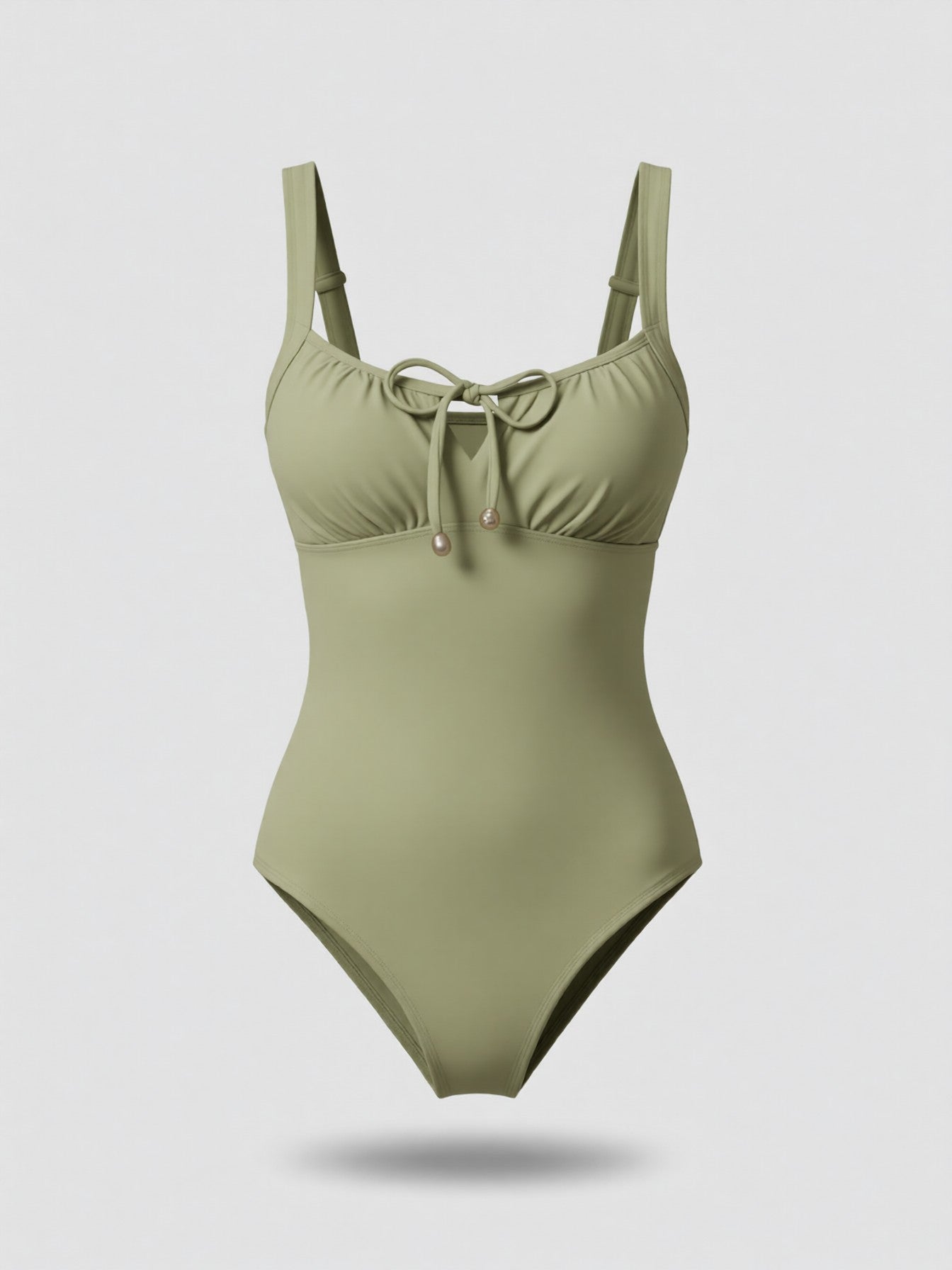 Ruched Tie-Front One-Piece Swimsuit