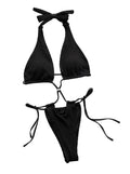 Halter Neck Side Tie One-Piece Swimsuit