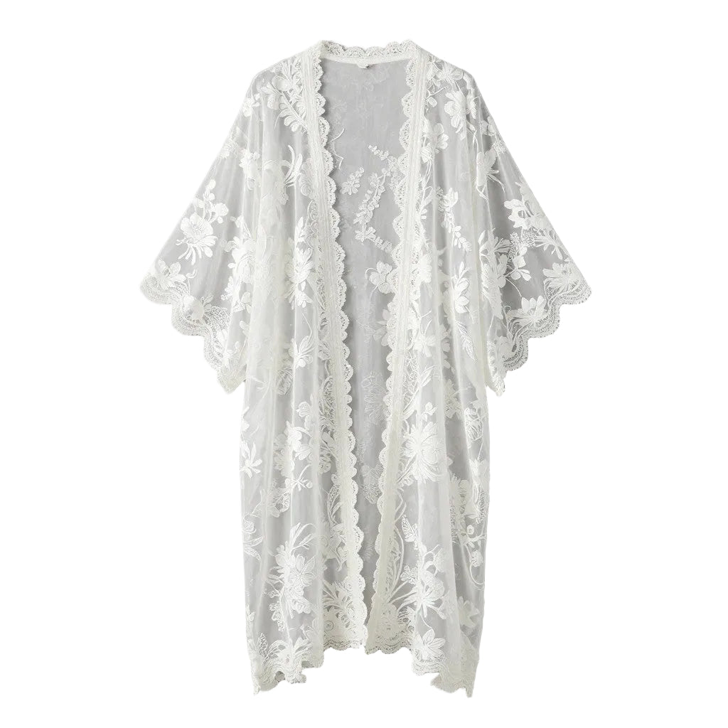 Floral Lace Sheer Kimono Cover-Up