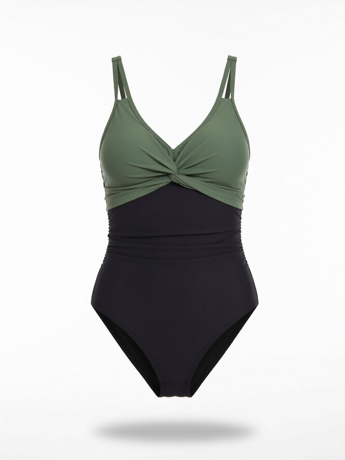 Twisted Front V-Neck One-Piece Swimsuit