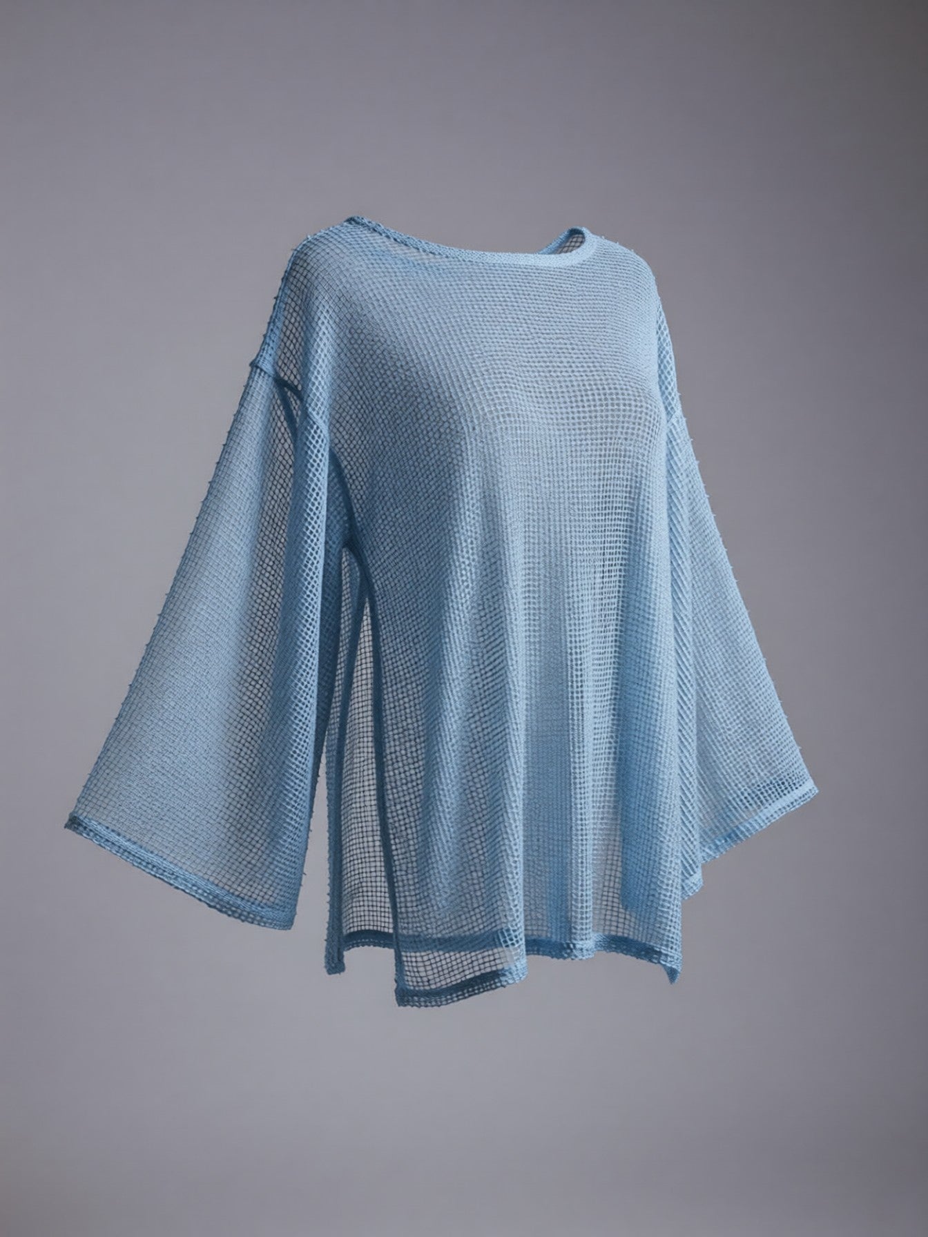 Sheer Knit Long Sleeve Cover-Up