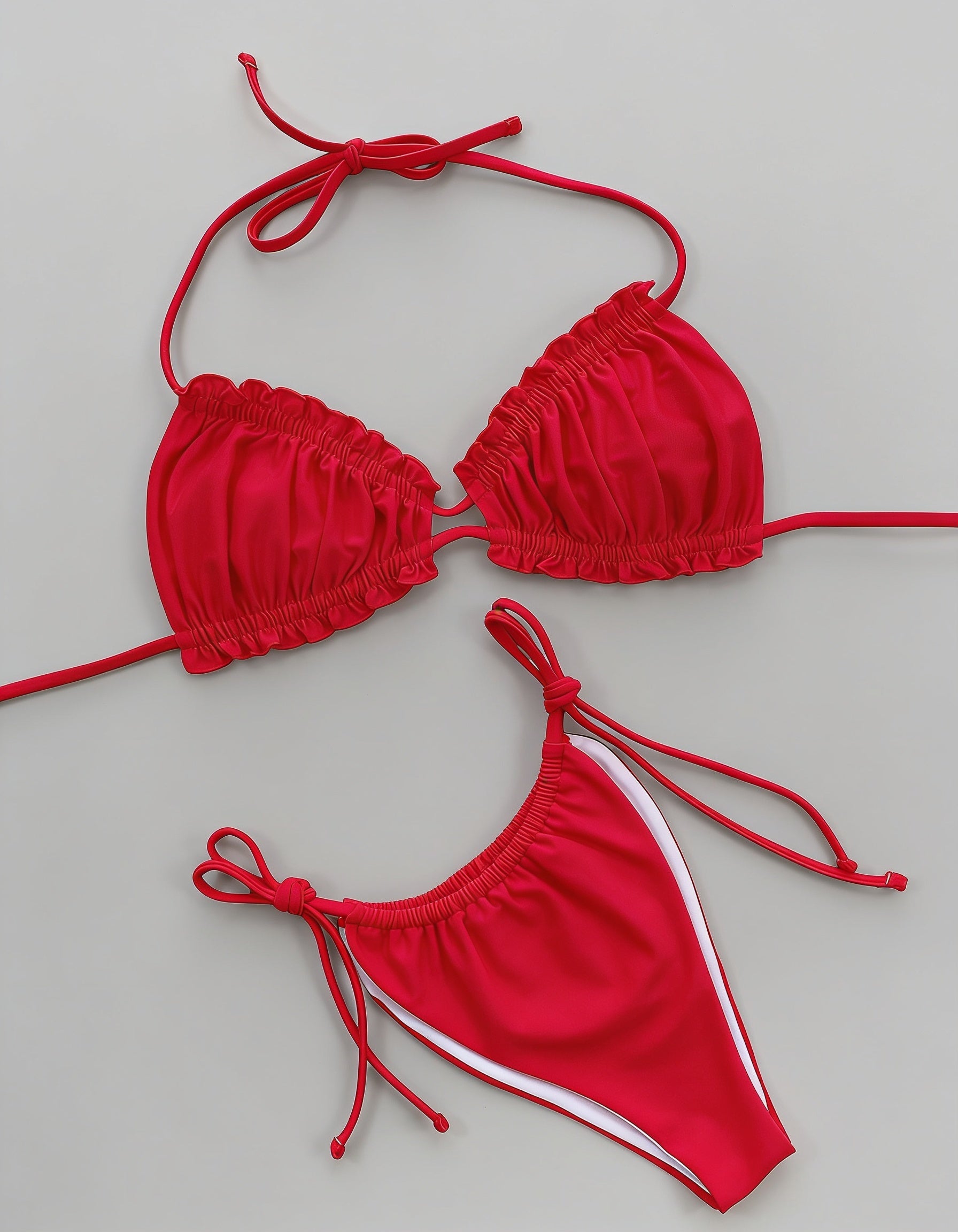 Frill Trill Halter Neck Bikini Set