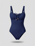 Ruched Tie-Front One-Piece Swimsuit