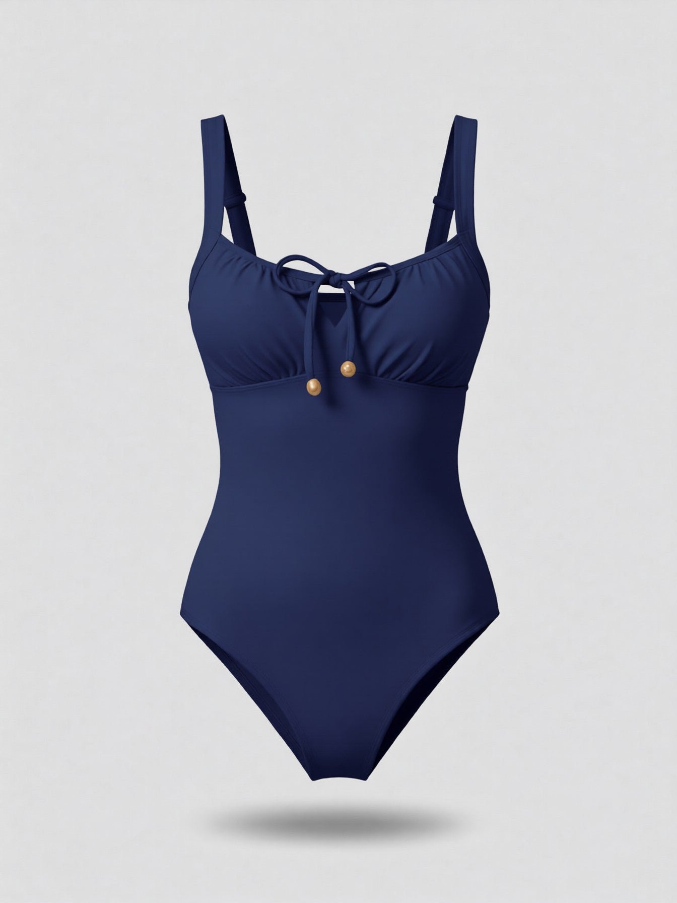 Ruched Tie-Front One-Piece Swimsuit