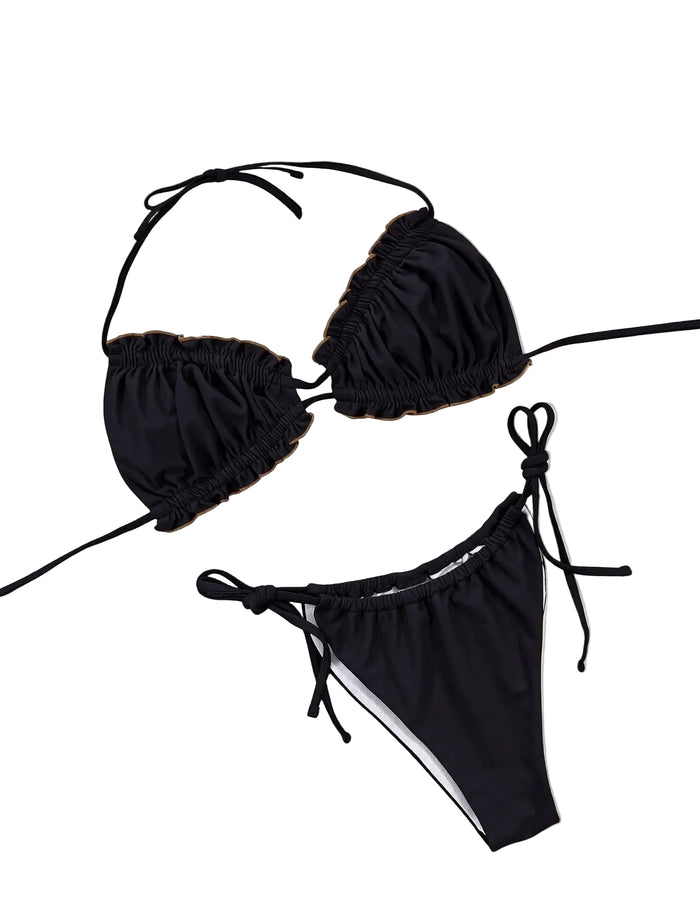 Frill Trill Halter Neck Bikini Set