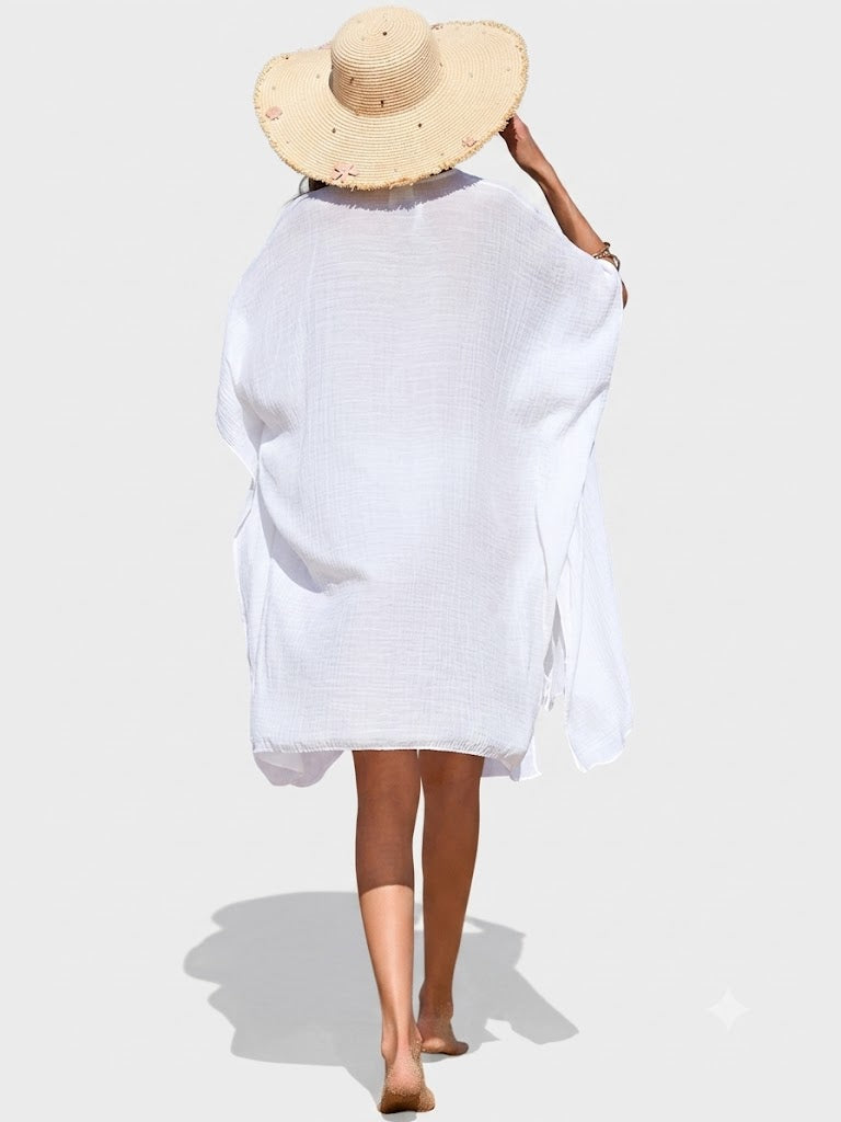Relaxed Fit Button Up Cover-Up Dress