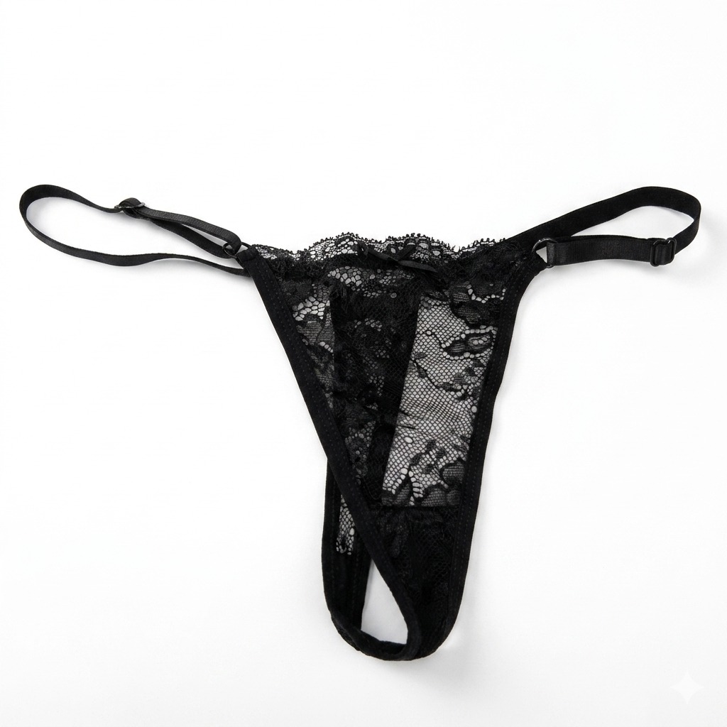 Hollow lace T-string with a low waist